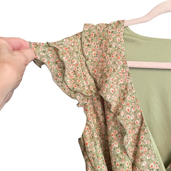 Kate Lily Summery Garden Dress-Ruffles-Faux Wrap-UK 14-US 10-Surplice Neck - Picture 5 of 11